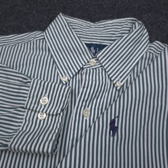 Ralph Lauren Other - Ralph Lauren Yarmouth Button Up Shirt Mens 14 1/2 32/33 Green Stripe Long Sleeve